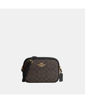 New Jamie Camera Bag with Leather Strap in Signature Canvas, Inside multifunction pocket, Outside open pocket,  Length: 22.00 cm,  Width: 7.50 cm,  Height: 15.00 cm