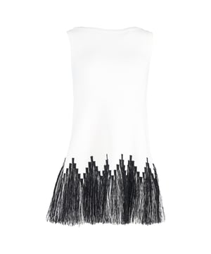 VINTAGE, RRP AS NEW
The Alaïa Fringed Mini Sleeveless Dress in White Viscose is a show-stopping blend of elegance and modern edge. Crafted from luxurious white viscose, this dress features intricate fringed detailing that adds dynamic movement and texture to the sleek, minimalist silhouette. The sleeveless design offers a chic, airy feel, making it perfect for both daytime events and evening soirées. With its figure-flattering fit and playful mini length, this dress exudes confidence and femininity. The subtle yet striking fringe accents elevate the design, ensuring you stand out with every step. Whether you're pairing it with heels for a night out or dressing it down with sandals for a day look, the Alaïa Fringed Mini Dress is a timeless statement piece that blends artistry with sophistication.

 Alaïa Fringed Mini Sleeveless Dress in White Viscose

Condition: Excellent
Signs of wear: Includes Retail tag. No missing accessories & buttons., No visible sign of wear., 
Packaging: None
Color: White
Material: Viscose
Size: INT | XS/FR36/UK8/IT40/US4
Measurements: Length: 770; Waist: 350
SKU: NAPPUGBCL447428W
