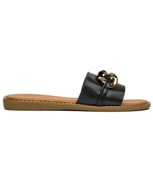 Sandalias Lotus Cesena negras para mujer con suela de goma. Tallaje normal y cadena de eslabones extragrande.