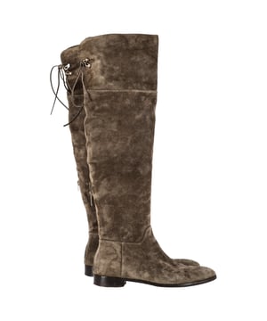 VINTAGE, RRP AS NEW
 The Sergio Rossi Knee-High Boots in brown suede exude timeless sophistication, featuring a sleek, elongated silhouette and rich, velvety texture. Expertly crafted in Italy, they offer both elegance and versatility, perfect for elevating cold-weather ensembles. Style tip: Pair them with a midi dress or a long coat and skinny jeans for a refined, layered look that transitions seamlessly from day to night.

Sergio Rossi Knee-High Boots in Brown Suede

Condition: Very good
Signs of wear: Minor sign of wear. No Mark at insole., Lightly used but very well maintained. Minor mark at soles & creasing, light scuffing at the soles and heels.
Packaging: None
Color: Brown | ochre
Material: Suede | suede
Size: EU | 40.5
Measurements: Heel height: 30; Insole length: 260
SKU: NAPPUGBSH480615W
