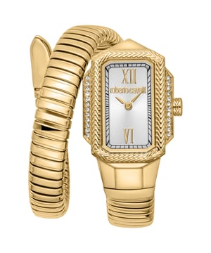 De Roberto Cavalli Lady horloge is een verfijnd en stijlvol sieraad ontworpen voor volwassen vrouwen die modebewuste accessoires waarderen. Het beschikt over een betrouwbare quartz beweging met een klassieke tweehandsweergave, die zowel elegantie als functionaliteit biedt. De behuizing is gemaakt van roestvrij staal met een verbluffende afwerking in geelgoud, en heeft een dikte van 8 mm, wat zorgt voor een verfijnd profiel. Hoewel de behuizingsdiameter niet is gespecificeerd, behoudt de horloge een slank en tijdloos ontwerp. Het duurzame mineralen glas beschermt de wijzerplaat en de push-pull kroon maakt het aanpassen van de tijd moeiteloos.

De roestvrijstalen band is ook afgewerkt in geelgoud, wat de kleur van de behuizing aanvult en bijdraagt aan de luxueuze uitstraling van de horloge. De band heeft een lengte van 23 cm en een breedte van 13 mm, wat zorgt voor een comfortabele en veilige pasvorm. De wijzerplaat is een subtiele zilvergrijze kleur, wat een perfect contrast creëert met de gouden accenten van de behuizing en band. Met een gewicht van 46 gram is de horloge waterbestendig, hoewel het geen luminescente wijzers of indexen heeft. Dit model is geen limited edition, wat het een veelzijdige en elegante keuze maakt voor dagelijks gebruik.