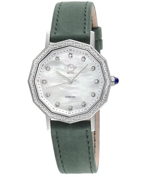 GV2 14510 Women's Spello II Swiss Quartz Diamond Watch

GV2 Women's Swiss Diamond Watch for the Spello II Collection
36mm Dodecagon Stainless Steel Case, Diamond cut Bezel
12 Diamonds on White MOP Dial
Push Pull Fluted Crown with Blue Cabochon Stone
316L Stainless Steel Bracelet with Deployment Buckle
Band width 18mm
Anti-reflective Sapphire Crystal
Water Resistant to 30 Meters/3ATM
Swiss Quartz Movement Ronda 763