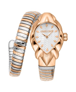 De Roberto Cavalli Lady - RC5L110M0085 is een elegante polshorloge dat speciaal is ontworpen voor modebewuste volwassenen. Met zijn stijlvolle ontwerp en hoogwaardige materialen is het geschikt voor zowel dagelijks gebruik als speciale gelegenheden. De roestkleurige vergulde kast en de zilvergrijze roestvrijstalen band geven het horloge een aantrekkelijke esthetiek die gemakkelijk geïntegreerd kan worden in verschillende outfits. De kwartsbeweging zorgt voor nauwkeurige tijdwaarneming, terwijl de zilvergrijze wijzerplaat zorgt voor een duidelijke leesbaarheid. Dit horloge combineert functionaliteit met een vleugje luxe, waardoor het een ideaal accessoire is voor elke fashionable persoon.

Kwartsbeweging voor nauwkeurige tijdwaarneming  
Waterbestendig tot 30 m  
Roestvrijstalen kast in roestkleurig goud  
Zilvergrijze roestvrijstalen band met een breedte van 12 mm.