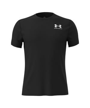 80% Polyester, 20% Elastoester. Ontwerp: Logo, eenvoudig. Hals: Crew Neck. Mouwtype: Raglan, met korte mouwen. Stof Technologie: HeatGear, Vochtafvoerend, Sneldrogend. Onderarmse gaaspanelen. S: 36 in. M: 40 in. L: 44 in. XL: 48 in. XXL: 52 in. 3XL: 54 in.