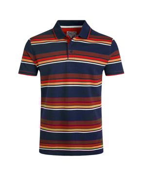 100% Organic Cotton. Fabric: Pique. Design: Contrast Striped, Woven Effect. Fastening: Button-Down. Cuff: Ribbed. Neckline: Ribbed Collar, Turn Down Collar. Sleeve-Type: Short-Sleeved. Hem: Split. 3 Button Placket, Branded Tape. S: 37 in. M: 40 in. L: 43 in. XL: 46 in. XXL: 49 in. 3XL: 52 in. 4XL: 55 in. 5XL: 58 in.