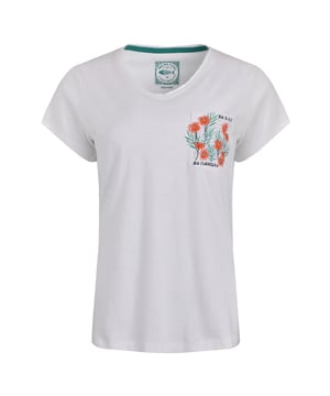 100% biologisch katoen. Stof: Slub, zacht aanvoelend. Ontwerp: Bloemen, Bladeren. Halslijn: Ruwe rand, V-hals. Mouwtype: Korte mouwen. 8 VK: 33 in. 10 VK: 35 in. 12 VK: 37 in. 14 VK: 39 in. 20 VK: 45,5 in. 22 VK: 47,5 in. 18 VK: 44 in. 16 VK: 41 in.