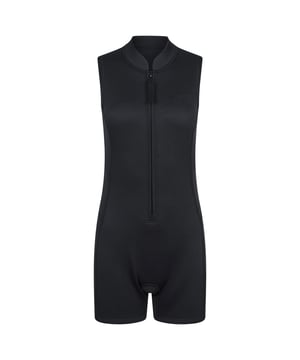 Material: Neoprene, Polychloroprene, Polyester. Fabric: Bonded. Design: Logo, Plain. Fastening: Full Zip. Neckline: High Collar. Fabric Technology: Durable, Lightweight. Flat Locked Seams. Sleeve-Type: Sleeveless.