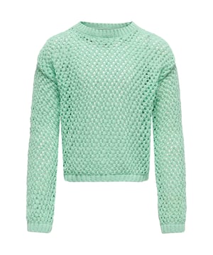 Deze stijlvolle trui is perfect voor gezellige en trendy looks! De zachte breimateriaal met een cool gaatjespatroon geeft hem een bijzondere uitstraling, terwijl de normale pasvorm en lengte zorgen voor een casual fit. Dankzij de ruimvallende schouders zit hij bijzonder comfortabel en biedt hij maximale bewegingsvrijheid. De ribboorden aan de mouwen en de onderkant zorgen voor een goede pasvorm en een aangenaam draaggevoel. Een geweven label aan de binnenkant rondt het ontwerp subtiel af. Ideaal voor ontspannen dagelijkse outfits – combineer hem met jeans of een rok voor een trendy stijl!