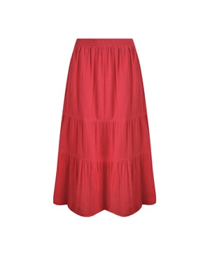 Fabric: Cheesecloth. Lining: Cotton. Design: Tiered. Fabric Technology: Breathable, Lightweight. Outer Materials: 100% Organic Cotton. Waistline: Elasticated. Length: Midi.
