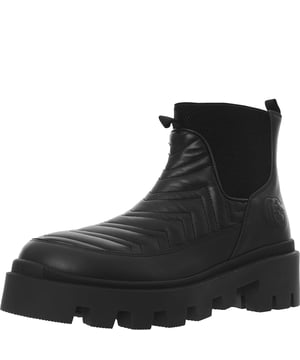 Gucci Womens Frances Logo Embroidered MatelassÃ© Leather Chelsea Boots In Black