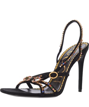 Gucci Womens Carmen Crystal Embellished Suede Sandals In Black