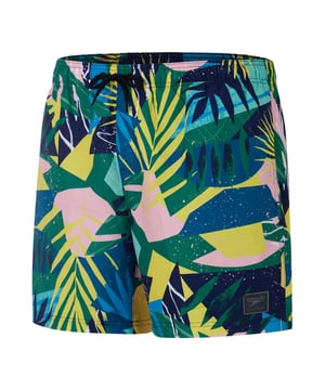 Het hele jaar door zomerse sferen. Ontsnap naar exotische oorden, echt of ingebeeld, in onze 16 Watershort met een kleurrijke, uit papier gesneden bladprint. De short is ideaal voor op het strand en bij het zwembad en is gemaakt van zachte stof met een geborstelde afwerking en heeft zijzakken zodat hij licht aanvoelt in en uit het water. Met het trekkoord in de taille kun je de pasvorm aanpassen zodat je je comfortabel en veilig voelt. Gemaakt van 100% gerecycled afval is het ook nog eens beter voor het milieu.