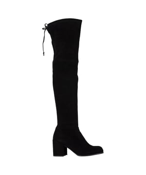 VINTAGE, RRP AS NEW
 Command attention with Stuart Weitzman's Flareland Knee-High Boots, expertly crafted in rich black suede with a flattering, flared block heel that adds both height and comfort. These sleek, elongating boots bring a luxe finish to any outfit, seamlessly blending timeless style with modern edge. **Styling Tip:** Wear them over skinny jeans or pair with a midi skirt and oversized sweater for an effortlessly chic cold-weather ensemble.

Stuart Weitzman Flareland Knee-High Boots in Black Suede

Condition: Very good
Signs of wear: Minor signs of wear
Packaging: Box, Dust bag
Color: Black
Material: Suede
Size: EU | 39.5
Measurements: Heel height: 70; Insole length: 280
SKU: NAPPUGBSH487818W