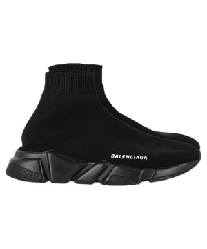 VINTAGE, RRP AS NEW
The Balenciaga Speed Trainer Sneakers in Black Polyester offer a futuristic, sock-like fit with a sleek design that effortlessly blends style and comfort. Crafted from high-quality polyester, these sneakers feature a stretch-knit upper and a chunky sole, providing both support and a bold statement. The all-black color ensures versatility, making them a standout piece for both casual and elevated looks. Pair them with a relaxed oversized hoodie and skinny jeans for an ultra-chic athleisure look, or wear them with a sleek dress to contrast sporty and sophisticated elements.

 Balenciaga Speed Trainer Sneakers in Black Polyester

Condition: Excellent
Signs of wear: No visible sign of wear. No Mark at insole.,  Very light mark at soles.
Packaging: None
Color: Black
Material: Polyester
Size: UK | 5
Measurements: Heel height: 40; Insole length: 280
SKU: NAPPUGBSH461544W