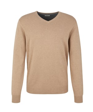 Effen casual trui met V-hals, lange mouwen en logo-geborduurde details van fijne breikwaliteit.