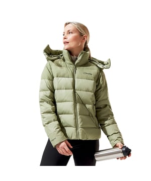Women's Berghaus Embo 4in1 Down Insulated Jacket. Stuffed full of Hydrodown®, strut your stuff down the high street or through the park in our Embo 4in1 Down Jacket. A jacket worthy of the runway (and trails). Don’t want the faff of sleeves? Zip them off! Want to pair a woolly hat without a hood in the way? Just take it off. The weather shouldn’t mean you miss out. Zip up. Adapt. Hit the outdoors. Main fabrics are treated with a PFC free DWR (Durable Water Repellent) technology. Internal stretch cuff and an adjustable hood. Material: 100% Polyester. Ref: 4A001667DY3.