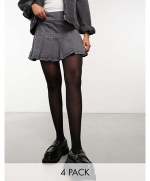 Socks & Tights by Pretty Polly Start with the basics Pack of four 60 denier High rise Elasticated waistband Semi-sheer finishSold By: Asos