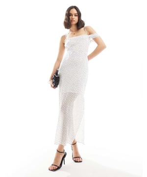 Dresses by ASOS DESIGN Thanks, it's ASOS Spot design One-shoulder style Adjustable straps Side split Slim fitSold By: Asos