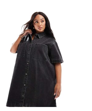 Dresses by ASOS Curve Life hack: wear denim Spread collar Button-through front Short sleeves Chest pockets Regular fitSold By: Asos