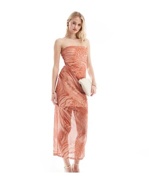 Dresses by ASOS Tall Too good to only wear once Animal print Bandeau style Drape detail Regular fitSold By: Asos