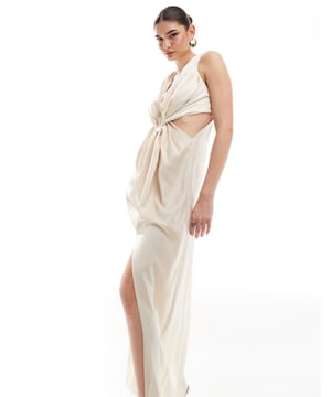 Dresses by ASOS DESIGN When the dress code means a dress Plain design Plunge neck Cut-out detail Sleeveless style Front split Regular fitSold By: Asos