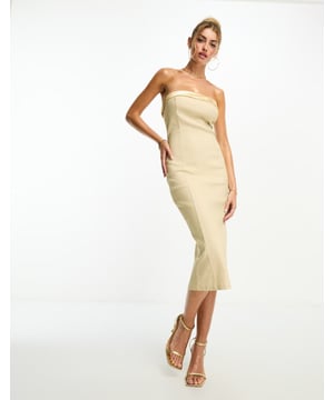 Dresses by Missyempire POV: you have plans Bandeau style Zip-back fastening Kick split Bodycon fitSold By: Asos