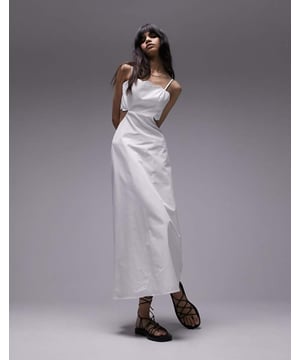 Dresses by Topshop Welcome to the next phase of Topshop Square neck Adjustable straps Shirred panel Cut-out waist Zip fastening Regular fitSold By: Asos