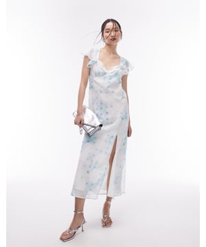 Dresses by Topshop Best dressed: secured All-over print V-neck Flutter sleeves Wrap skirt Tie detail to reverse Regular fitSold By: Asos