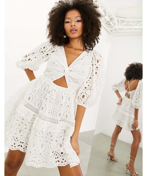 Dresses by ASOS EDITION All other dresses can go home Twist front Puff sleeves Regular fitSold By: Asos