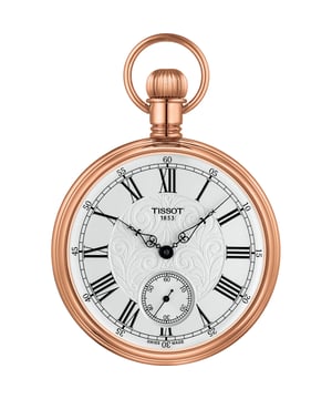 This Tissot Lepine Analogue Watch for Men is the perfect timepiece to wear or to gift. It's Rose Gold 51 mm Round case combined with the comfortable   watch band will ensure you enjoy this stunning timepiece without any compromise. Operated by a high quality Mechanic movement and water resistant to 3 bars, your watch will keep ticking. The Tissot Lepine Mechanical Pocket watches combine history and tradition with modern expertise. This Analogue watch has a Swiss Made movement Swiss mechanical Movement, golden Brass case, roman dial Type Case diameter: 51 mm,case thickness: 14 mm, case colour: Rose Gold and dial colour: White