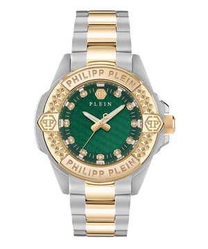 This Philipp Plein Plein Majesty Analogue Watch for Women is the perfect timepiece to wear or to gift. It's Multicolour 38 mm Round case combined with the comfortable Multicolour Stainless steel watch band will ensure you enjoy this stunning timepiece without any compromise. Operated by a high quality Quartz movement and water resistant to 5 bars, your watch will keep ticking. The Plein Majesty is ready to conquer the feminine universe. This Analogue watch has a function: Luminous Hands High quality 19 cm length and 20 mm width Multicolour Stainless steel strap with a Deployment clasp Case diameter: 38 mm,case thickness: 9.5 mm, case colour: Multicolour and dial colour: Green