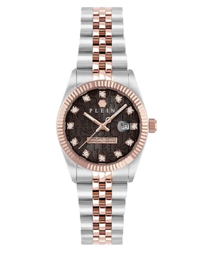Deze Philipp Plein Date Superlative Analoge Horloge voor Dames is het perfecte tijdsitem om te dragen of cadeau te geven. De meerkleurige 28 mm ronde behuizing in combinatie met de comfortabele meerkleurige roestvrijstalen horlogeband zorgt ervoor dat je van dit verbluffende tijdsitem kunt genieten zonder compromis. Aangedreven door een hoogwaardige quartz beweging en waterbestendig tot 5 bar, zal je horloge blijven tikken. Philipp Plein maakt indruk in het SS25-seizoen met de iconische Date Superlative, nu getransformeerd in een opvallend paar horloge. Dit analoge horloge heeft een kalenderfunctie: Datum evenals Luminous Hands. Hoogwaardige 19 cm lengte en 16 mm breedte meerkleurige roestvrijstalen band met een vouwsluiting. Behuizingdiameter: 28 mm, behuizingsdikte: 8.4 mm, behuizingskleur: meerkleurig en wijzerplaatkleur: bruin.