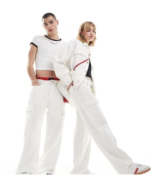 Jeans by Calvin Klein Jeans  Jacket sold separately Relaxed fit Belt loops Functional pockets Branded patch to reverse Unisex styleSold By: Asos