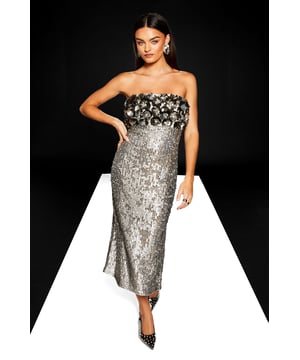 Runway 1.8.1.8 Sequin Corsage Column Midi Dress