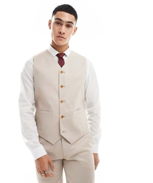 Suits by ASOS DESIGN Serving business chic V-neck Button placket Contrast back with an adjustable cinch Slim fitSold By: Asos