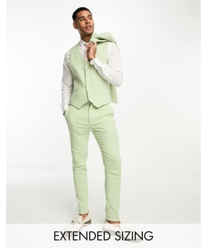 Suits by ASOS DESIGN Serving business chic V-neck Button placket Contrast back with an adjustable cinch Super-skinny fitSold By: Asos