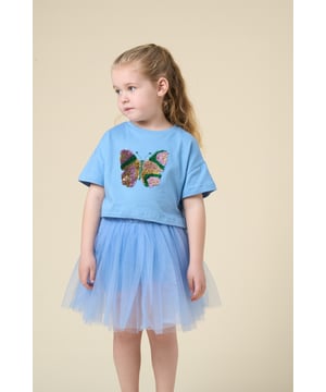 This cute set by Miss features a cropped printed T-shirt and a matching floaty skirt. Designed for twirling, exploring, and everything in between, it’s the perfect outfit for carefree days and fun-filled adventures.
