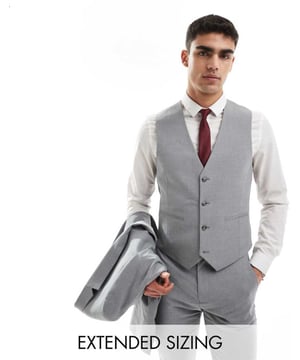 Suits by ASOS DESIGN Business class V-neck Button placket Matching back with an adjustable cinch Skinny fitSold By: Asos