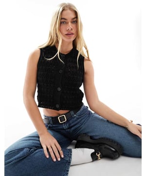 Suits & Separates by ASOS DESIGN *Swipes right* Round neck Button placket Sleeveless style Regular fitSold By: Asos