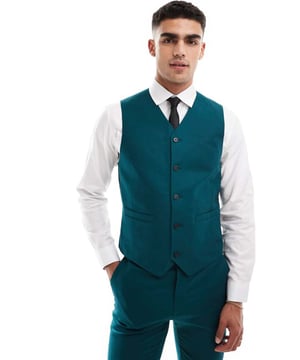 Suits by ASOS DESIGN 9-5 style: sorted V-neck Button placket Pocket details Contrast back with an adjustable cinch Skinny fitSold By: Asos