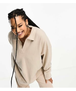 Jumpers & Cardigans by ASOS Curve The soft stuff Polo collar V-neck Relaxed fitSold By: Asos