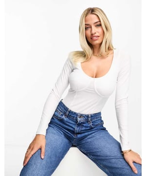 Tops by ASOS DESIGN The ultimate all-rounder Scoop neck Long sleeves Boning detail Bodycon fit Designed to fit cup sizes DD-GSold By: Asos