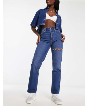 Jeans by Abercrombie & Fitch Everyday is a denim day Straight fit High rise Belt loops Five pockets Ripped detailSold By: Asos