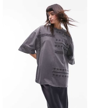 Tops by Topshop Welcome to the next phase of Topshop Crew neck Drop shoulders Crochet details Oversized fitSold By: Asos