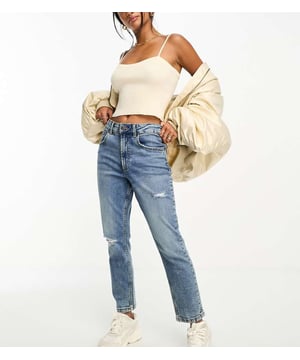Jeans by ASOS Petite Your on or off-duty vibe Slim, tapered fit? High rise Zip fly Five pockets Ripped detailsSold By: Asos