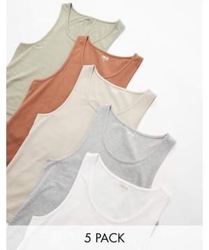 T-Shirts & Vests by ASOS DESIGN For the rotation Pack of five Plain design Scoop neck Dropped armholes Muscle fitSold By: Asos