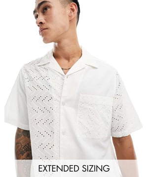 Shirts by ASOS DESIGN Love at first scroll Revere collar Button placket Chest pocket Short sleeves Relaxed fitSold By: Asos