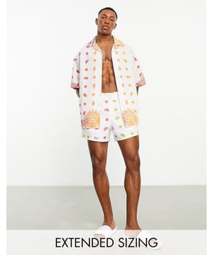Shirts by ASOS DESIGN Part of a co-ord set Shorts sold separately Bandana print Revere collar Button placket Oversized fitSold By: Asos