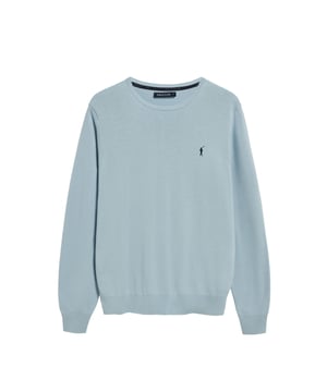 Eleganz ist Ihnen mit unserem gestrickten Baumwollpullover mit Rundkragen für Herren gewiss. Seine reguläre Passform passt sich allen Körpertypen an. Rippbündchen an Kragen, Ärmeln und Taille sorgen für einen perfekten Sitz. Das dezente marineblaue Nahtband am Kragen mit eingraviertem Polo Club Logo unterstreichen die Eleganz dieses Pullovers. Charakteristische Stickerei unseres Rigby Go-Logos in Kontrastfarbe auf der Brust. Kombinieren Sie ihn mit einer Jeans für einen legeren Look oder einer Chinohose für ein eleganteres Outfit.
