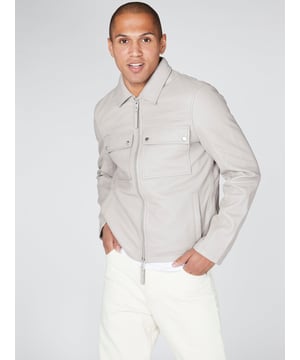 Overshirt jacket from Bolongaro Trevor in soft real leather. This overshirt jacket features a classic collar, two way zip front, large front pockets and welt side entry pockets. This jacket has all the quintessential markers of a great leather jacket.  Our model is 180 cm tall and is wearing size M.